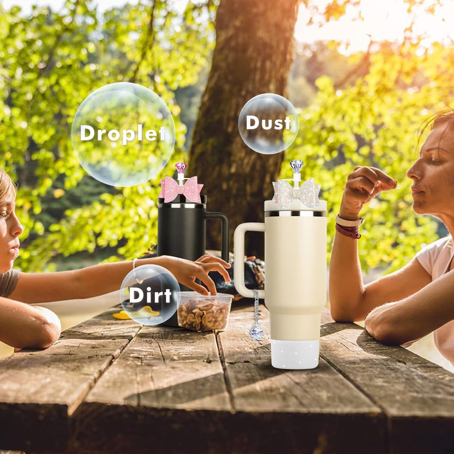 8Pcs Diamond Accessories for Stanley Cup Glitter Straw Topper Silicone Boot Bow Tie Crystal Handle Charms for Stanley Cup 30&40 Oz Pink Tumbler Cup Water Bottle Accessories Set Reusable Straw Cover