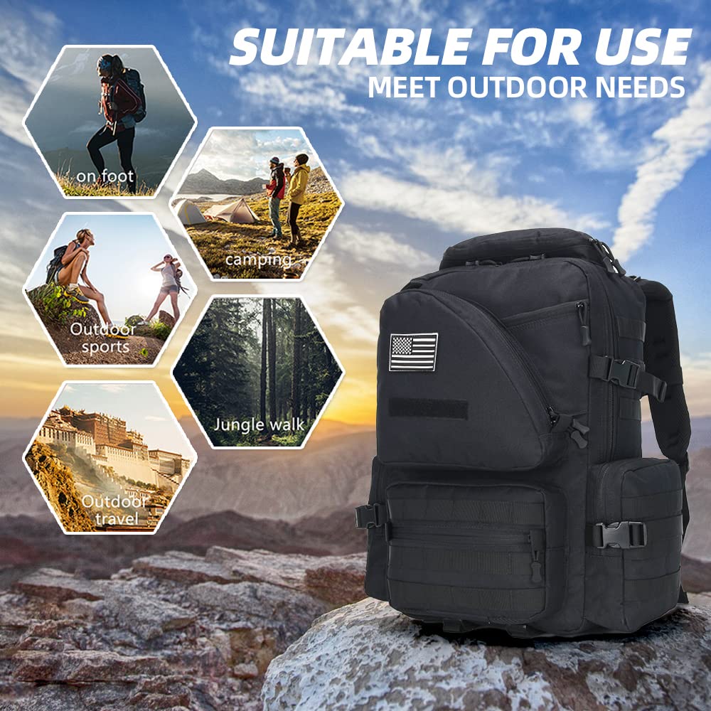 Lovelinks21 Hiking Trekking Rucksack Military Hiking Backpack 3 Day Molle Assault Pack Waterproof EDC Bag for Outdoor