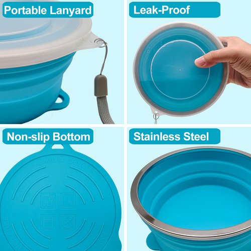 Cagelya Mess Kit for Camping Silicone Collapsible Bowl Collapsible Cup and Stainless Steel Spoon for Backpacking Outdoor Hiking Traveling and Picnic