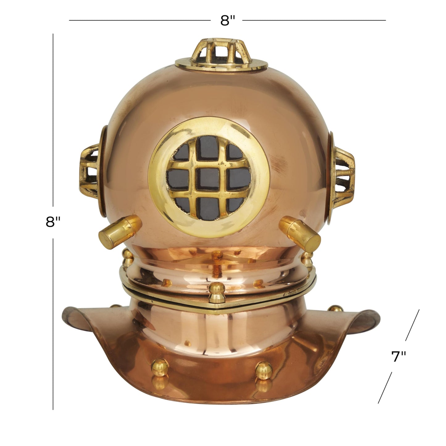 Deco 79 Metal Diver Helmet, 8" x 7" x 8", Brass