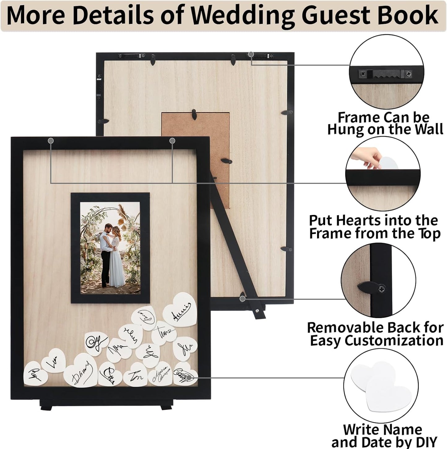 Wedding Guest Book Alternative, Guest Book Wedding Reception, Wedding Guest Book with Wooden Hearts Guest Book Signs for Wedding Anniversary Birthday Party Baby Shower