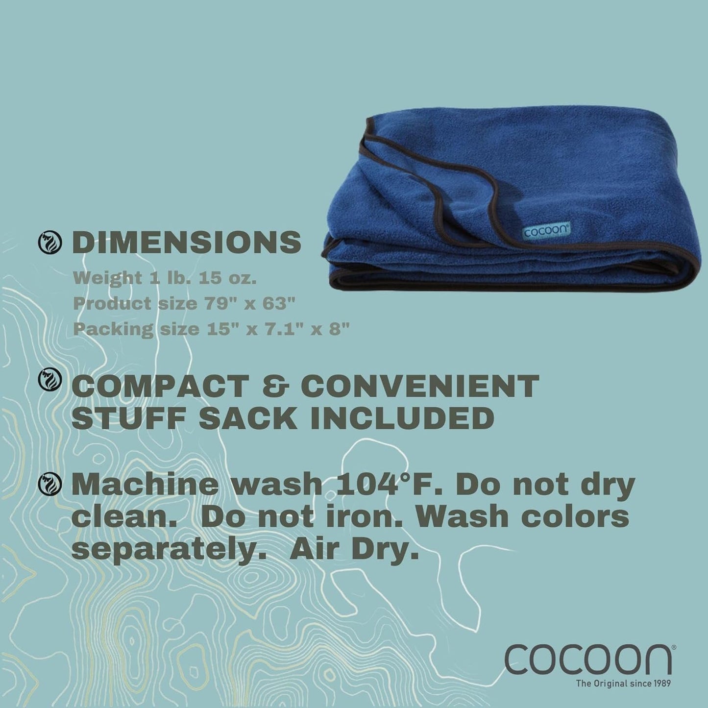 cocoon- Premium - Travel Fleece Blanket - Cozy, Soft, Warm, Lightweight - Regular 79" x 63"