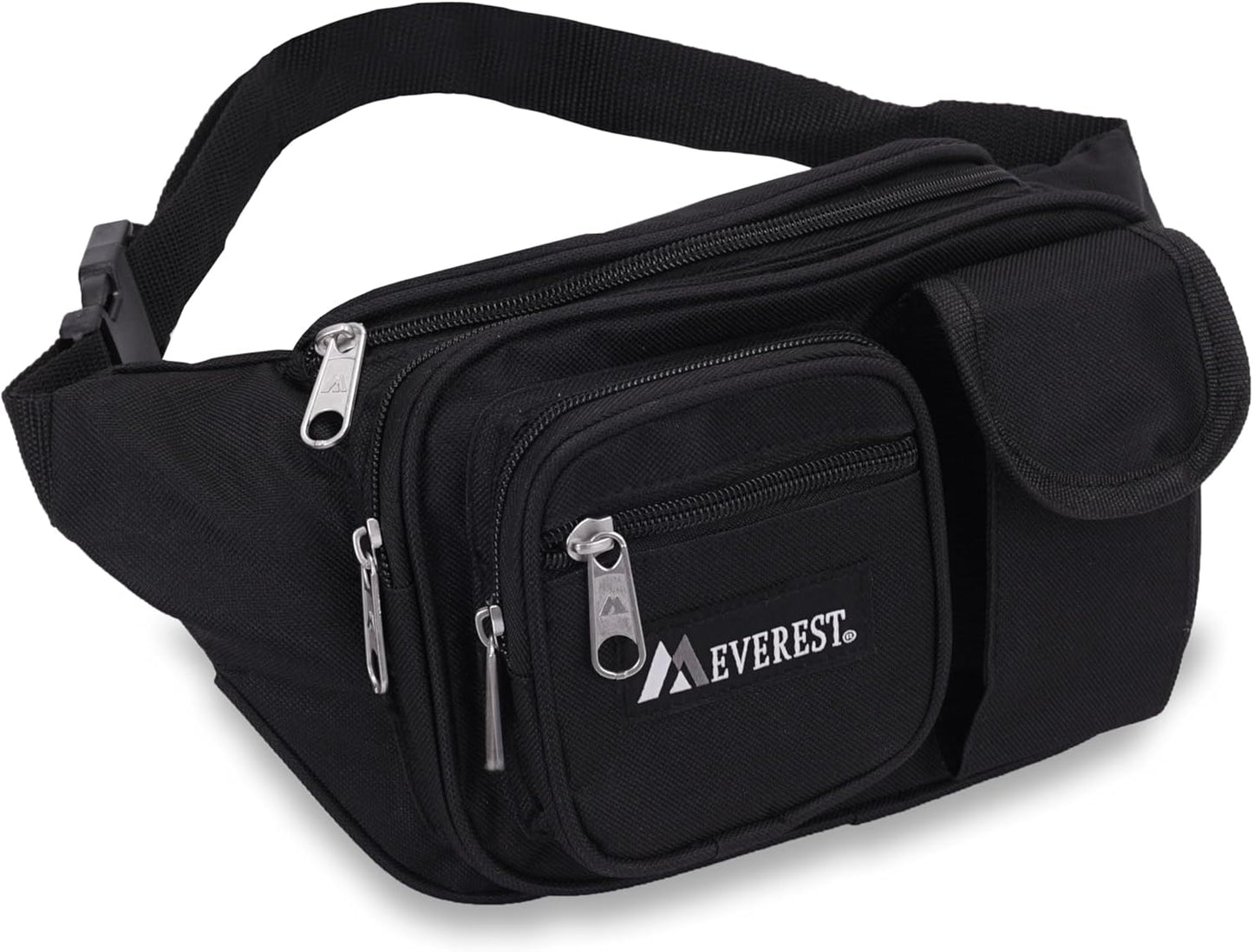 Everest Multiple Pocket Waist Pack, Black, One Size,044MDH-BK