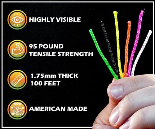 BORED? PARACORD! Reflective 95 Cord - High Visibility Strand - 1.75mm x 100 Feet - Hiking, Camping, Tent Guyline, Running, Biking, Tools - Black