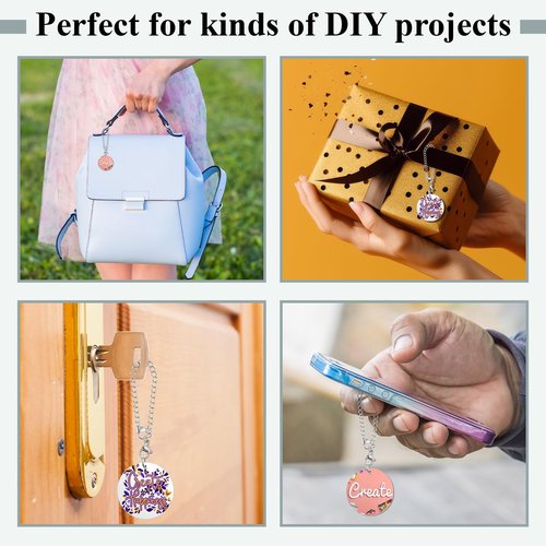Landical 12 Sets Sublimation Charm Accessories for Cup Name ID Charm for Tumbler Cup Mdf Single Side Sublimation Blanks Bulk with Chains Jump Rings DIY Crafts Gift (Round)