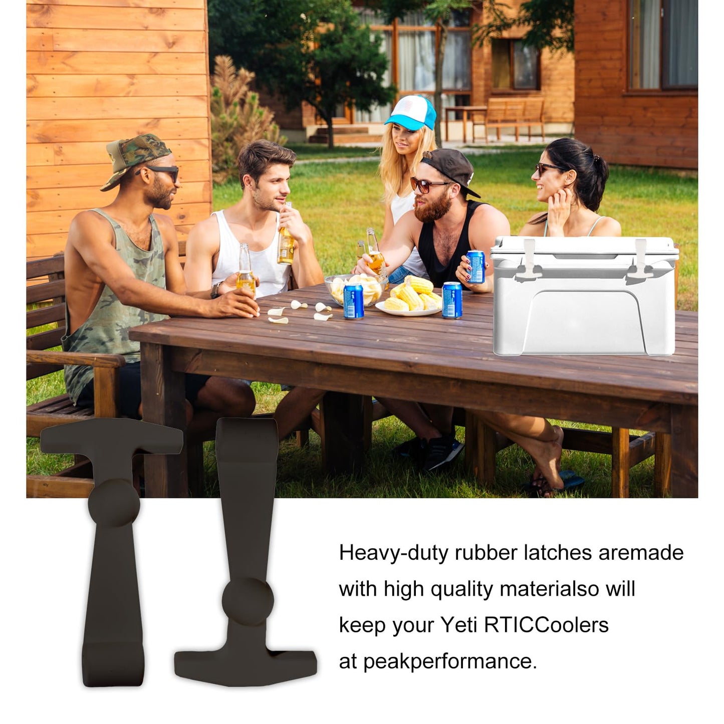 Fanshuge 4Pack Cooler Latches Replacement for Yeti, RTIC Related Coolers,Premium Durable Rubber T- Latches Compatible with Yeti, RTIC Cooler Accessories