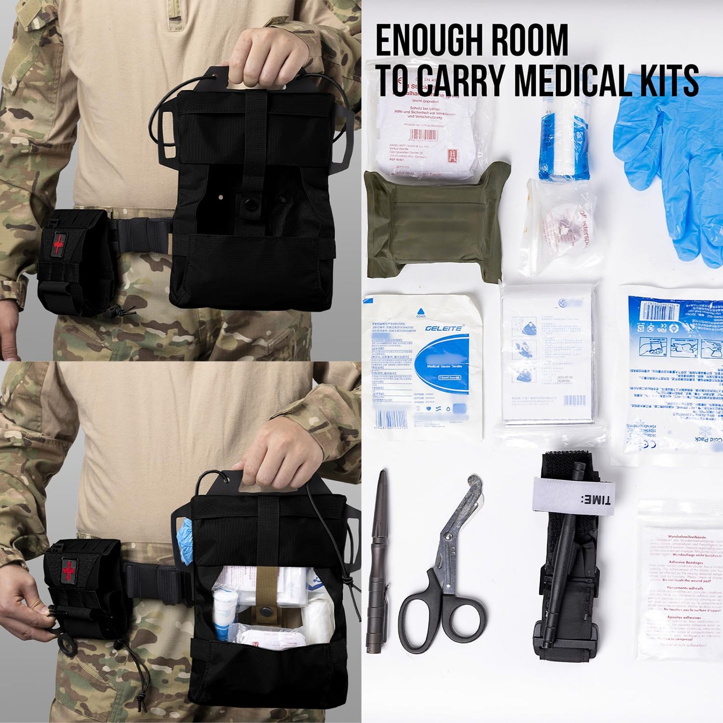 FEIWOOD GEAR Tactical IFAK Pouch,Medical Pouch,IFAK Tear Away Pouch,First Aid Kit Two-Piece System Medical Pouches Emergency Survival Bag for Outdoor Travel Hiking