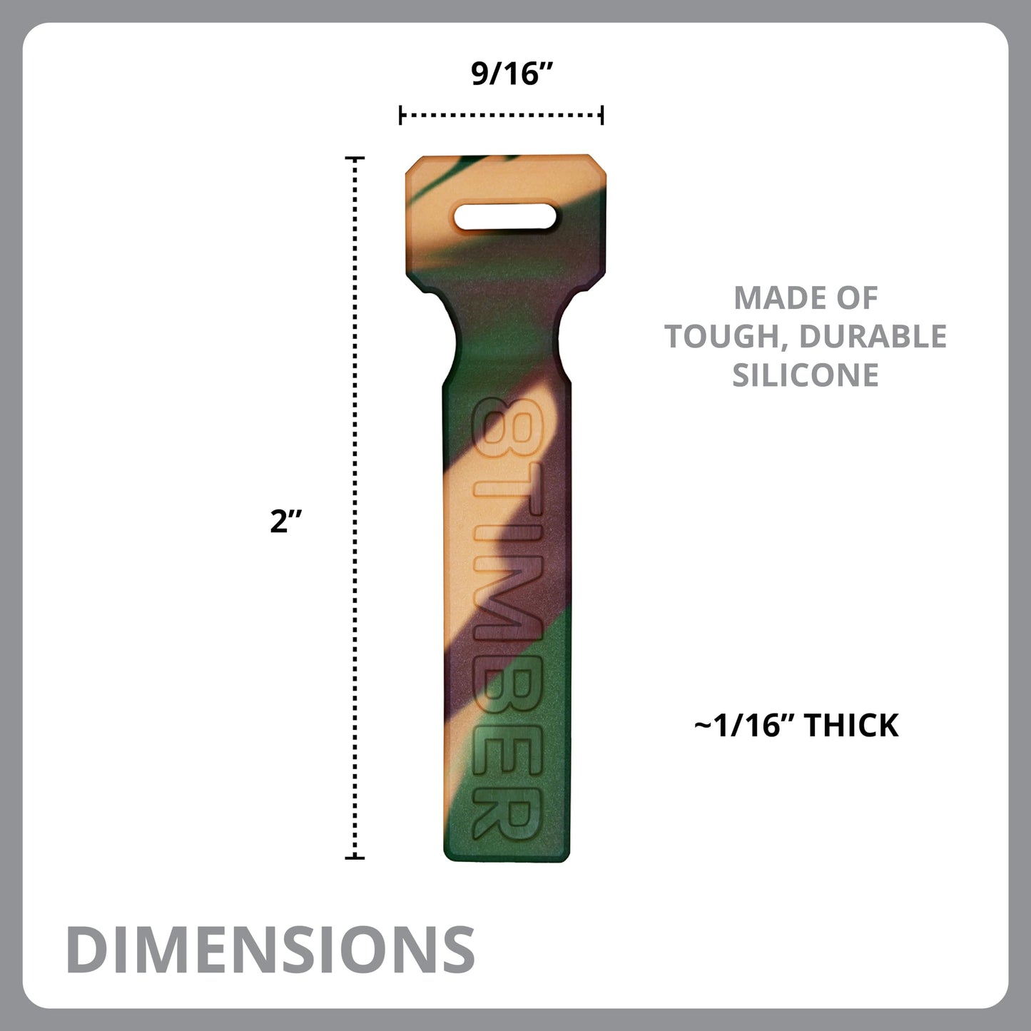 8TIMBER Zipper Pulls Set 6-Pack — Durable Silicone Accessories for Customizing Backpacks, Identifying Travel Luggage (Camo)