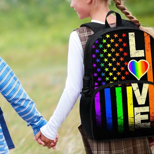 Binienty Gay Pride Rainbow Bisexual Unique Outdoor Backpack Polyester Fabric Backpack Multipurpose Daypacks for Adult Rainbow Love LGBT Backpack