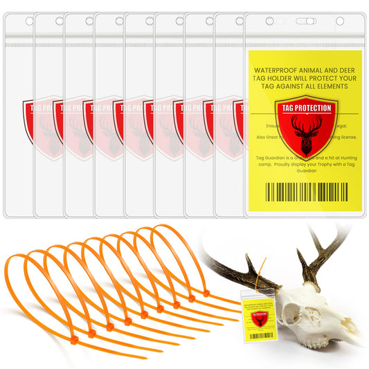 Affrolling 6 Pcs Hunting License Holder Clear Tag Holder Waterproof with Zip Ties for Deer Turkey Elk Hunting Fishing Archery Tags Permits (3.9 x 6.2 Inch,Clear)