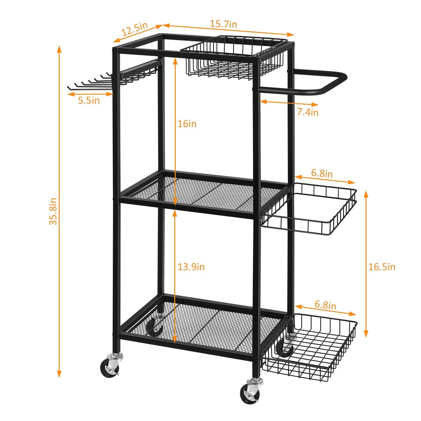 Yoga Rack Black Weight Rack for Home Gym Small Dumbell Rack Workout Equipment Storage Cart for Weights, Yoga Mats, Kettlebells, Foam Rollers, and Resistance Bands, Black