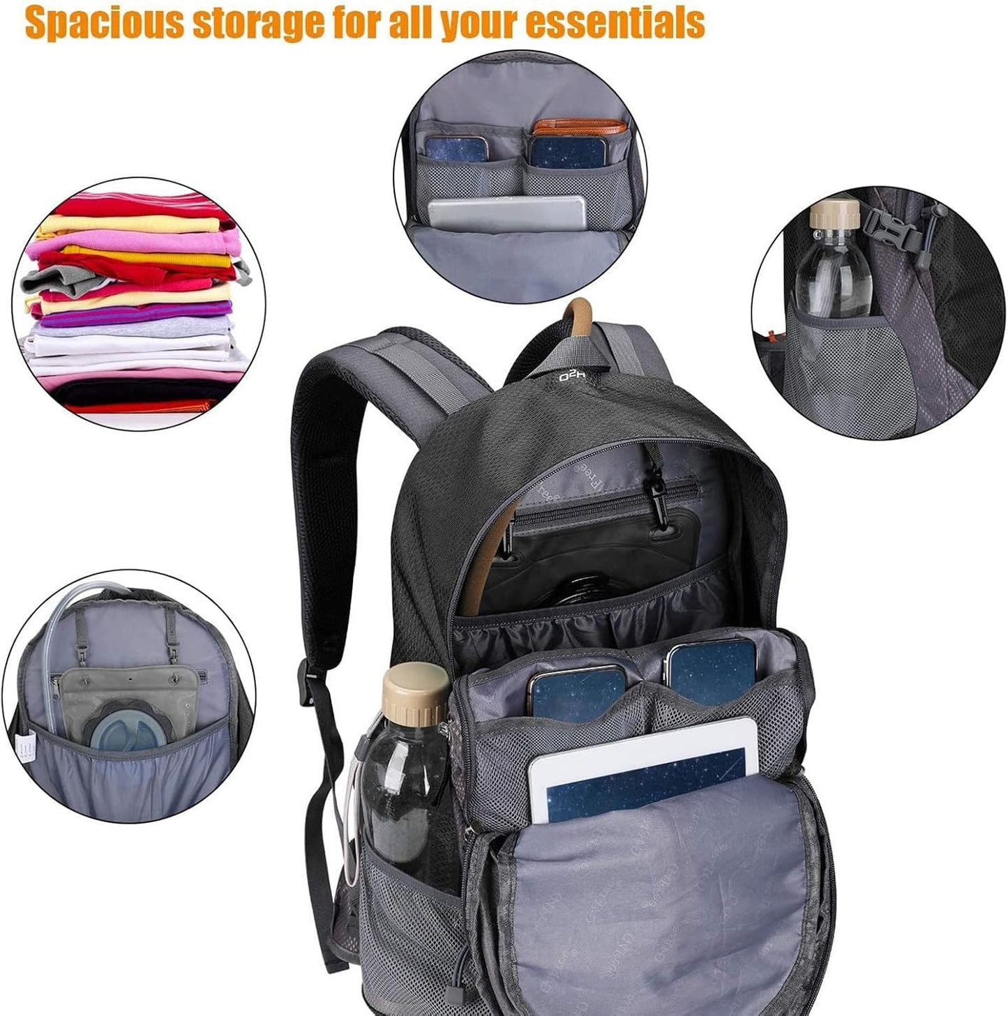 G4Free 35L Hiking Backpack Water Resistant Outdoor Sports Travel Daypack Lightweight with Rain Cover for Women Men (Peacock Green)