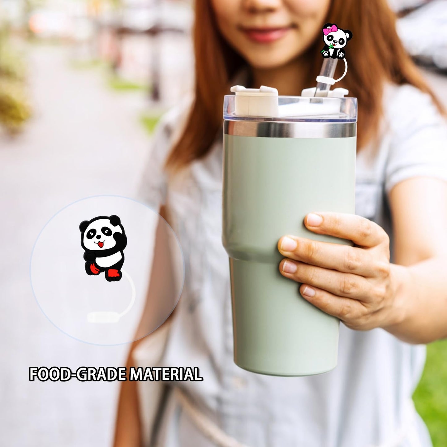 8 Packs Straw Cover Cap for Stanley Cup, Silicone Straw Topper Compatible with 30&40 Oz Tumbler with Handle, 10mm Reusable Straws Tips Lids, White