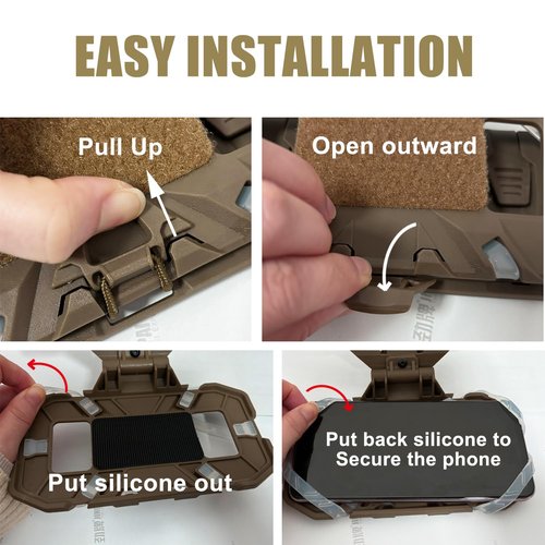 BShasrlim Tactical Vest Phone Holder, Airsoft Vest Accessories molle Mount,Universal Plate Carrier Phone Mount for Screen Size 4.7"-6.7"
