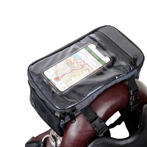 Tucker Navigator Compact Resistant Nylon Contoured Horseback Riding Trail Gear Saddle Pommel Bag w/Waterproof Pockets, Adjustable Strap, Reflective Strip,12x12x4 - Graphite Gray