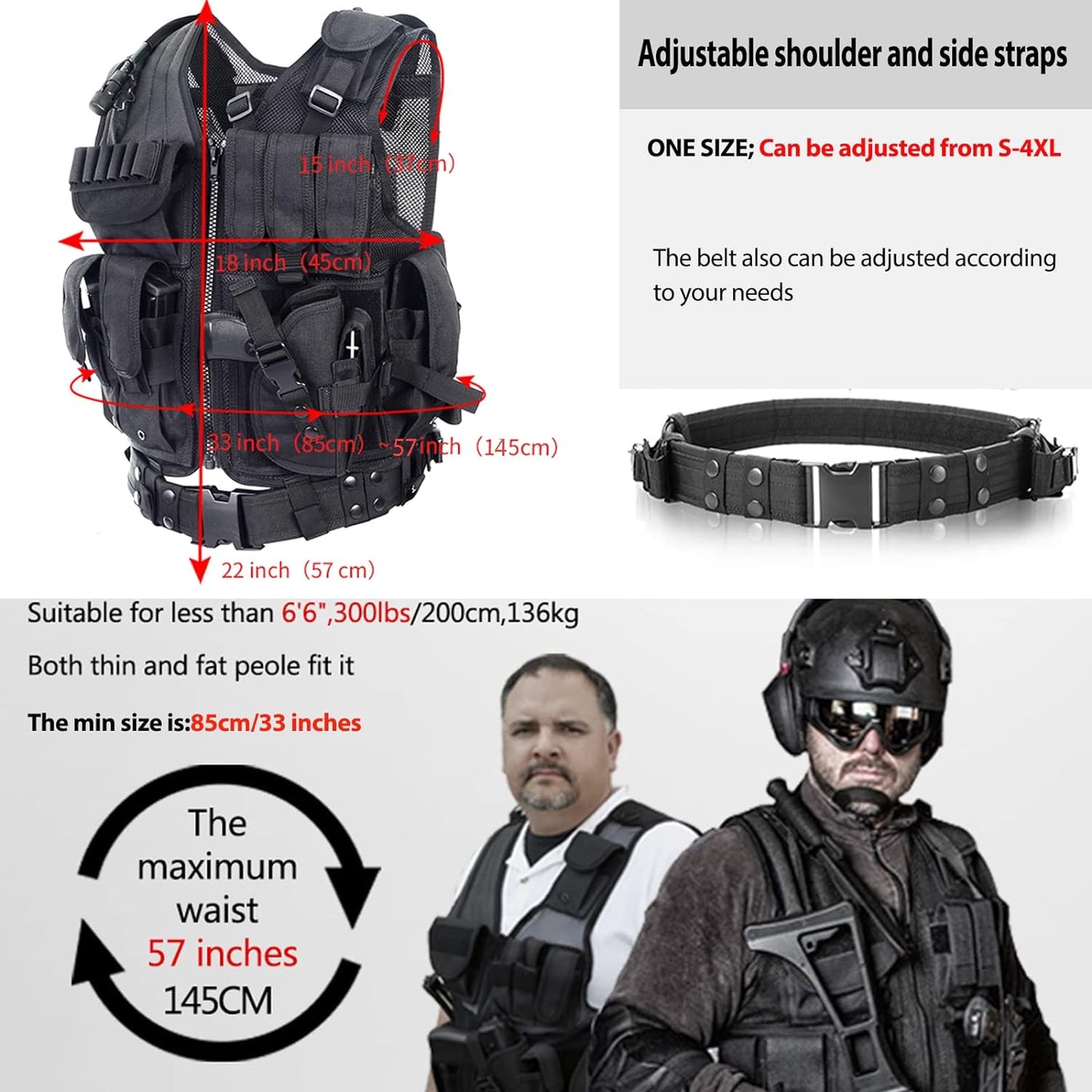 vAv YAKEDA Tactical Vest Outdoor Ultra-Light Breathable Training Airsoft Vest Adjustable for Adults