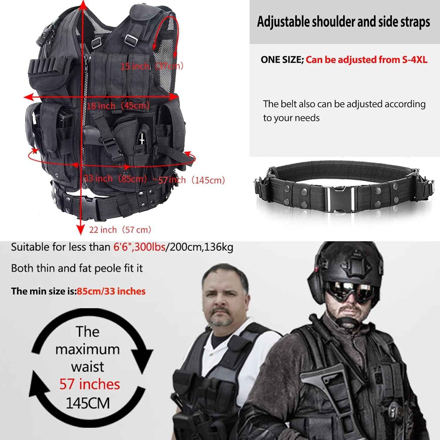 YAKEDA Tactical Vest for Adults - Ultra-Light, Breathable Airsoft Training Gear