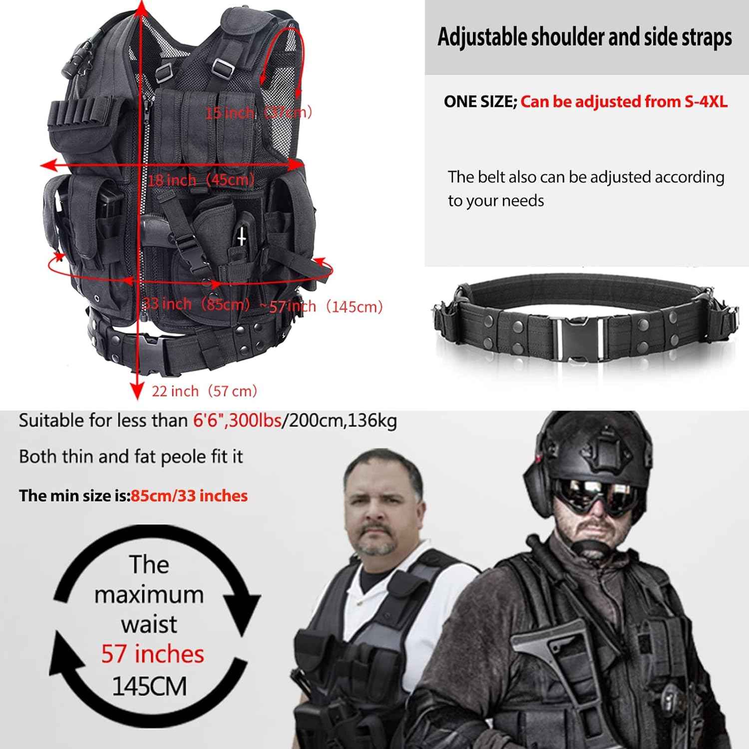 YAKEDA Tactical Vest for Adults - Ultra-Light, Breathable Airsoft Training Gear