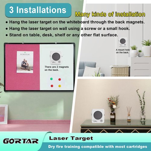 GORTAR Portable Laser Target for Dry Fire Pistol Shooting, Compatible with Laser Training Systems, Ideal for Home Practice and Competitive Shooting Training