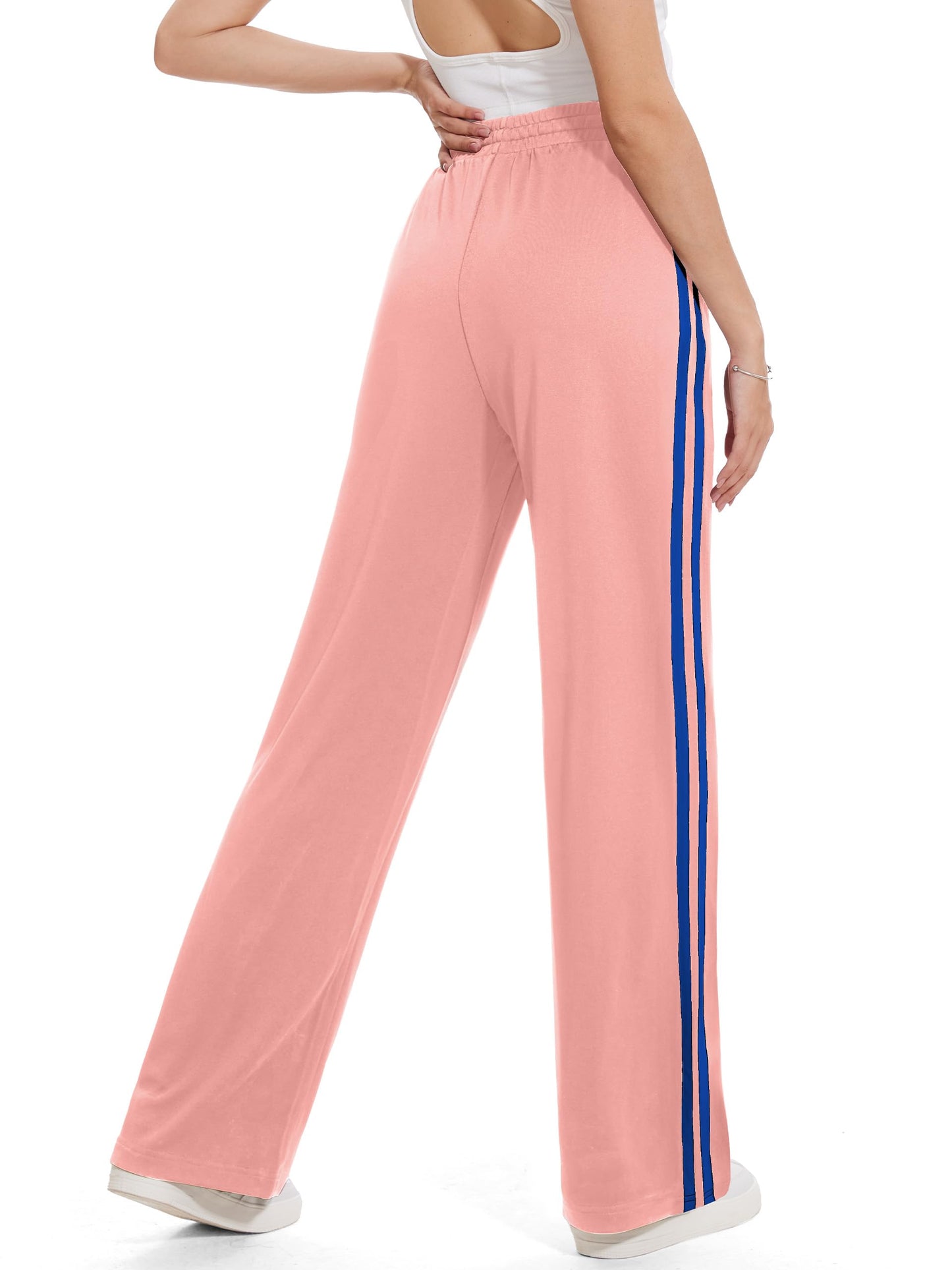 Tapata Petite Women's 28" Inseam Track Pants Elastic Waistband Y2K with Zipper Pockets Dance Studio Sweatpants, Pink, M