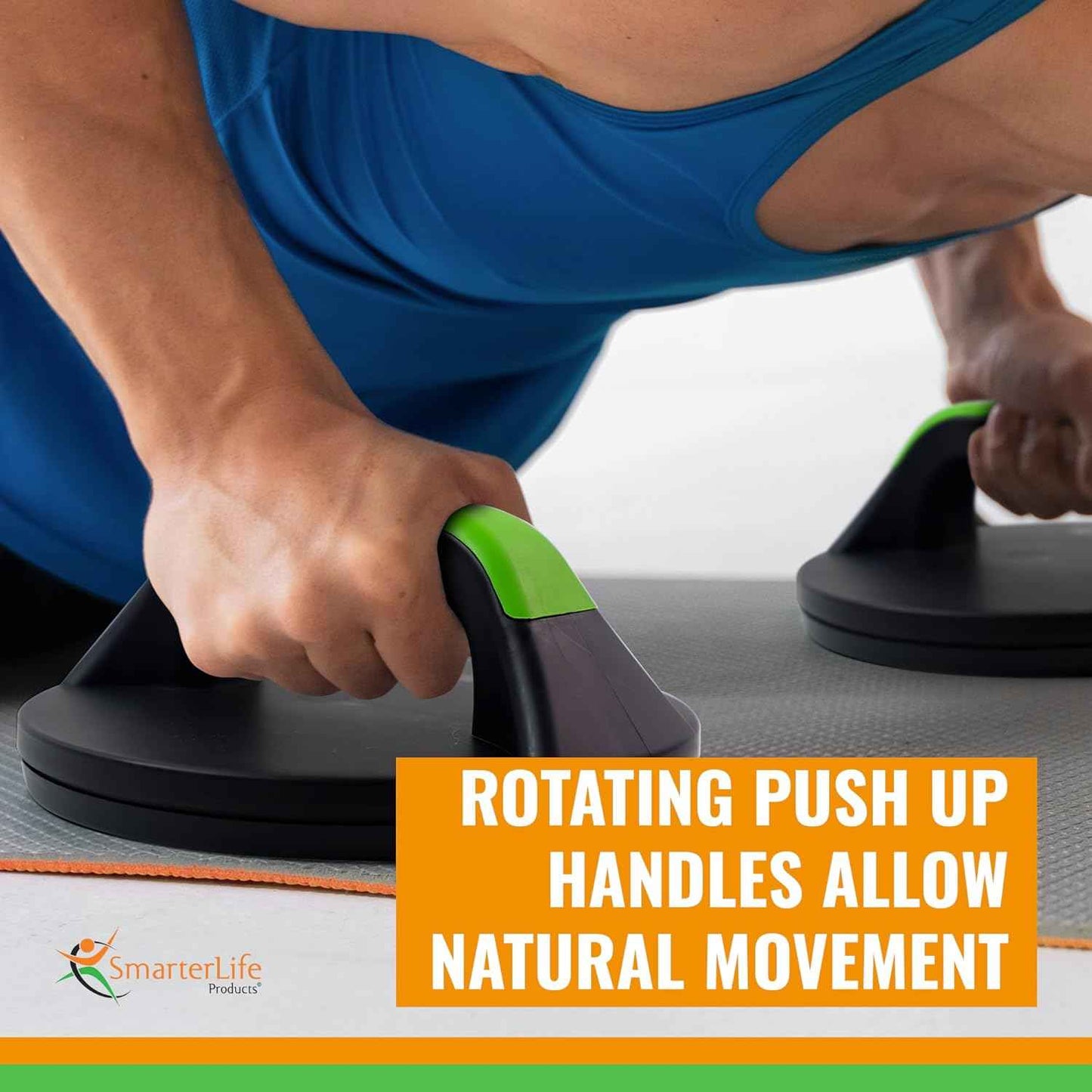 SmarterLife Push-Up Bars for Men & Women - Non-Slip Handles with Comfort Grip & Workout Guide