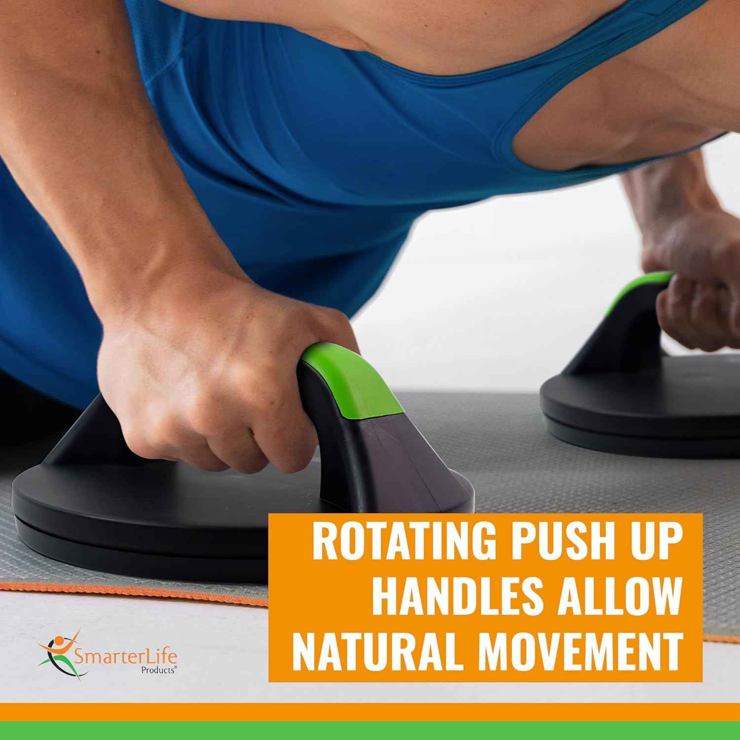 SmarterLife Push-Up Bars for Men & Women - Non-Slip Handles with Comfort Grip & Workout Guide
