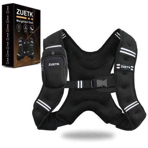 ZUETK Weighted Vest, 6lb/8lb/12lb/16lb/20lb/25lb/30lb Weight Vest with Reflective Stripe, Weighted Vest for Men Women Workout Equipment for Strength Training, Running, Jogging, Fitness, Weight Loss