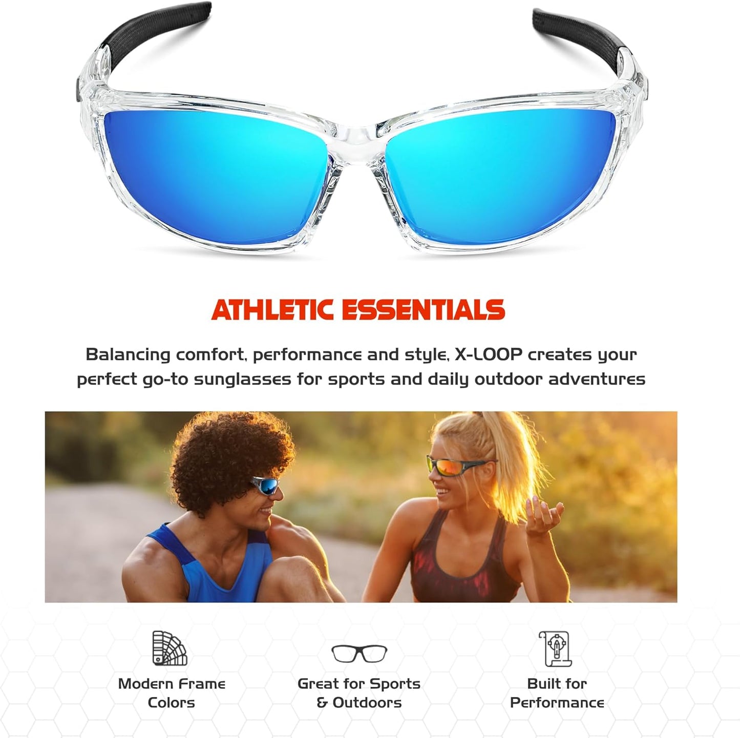 Polarized Sports Sunglasses for Men - UV400 Baseball, Running, Cycling & Golf