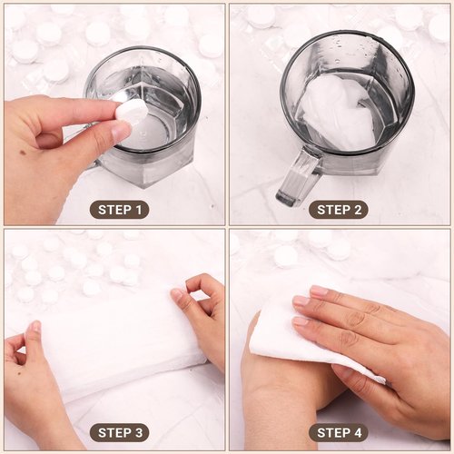 EupHHonycs 300 PCS Compressed Towels Mini Tablets Disposable Portable Face Towel Cotton Coin Tissue Portable Towels for Travel Camping Hiking Outdoor Sports Beauty Salon