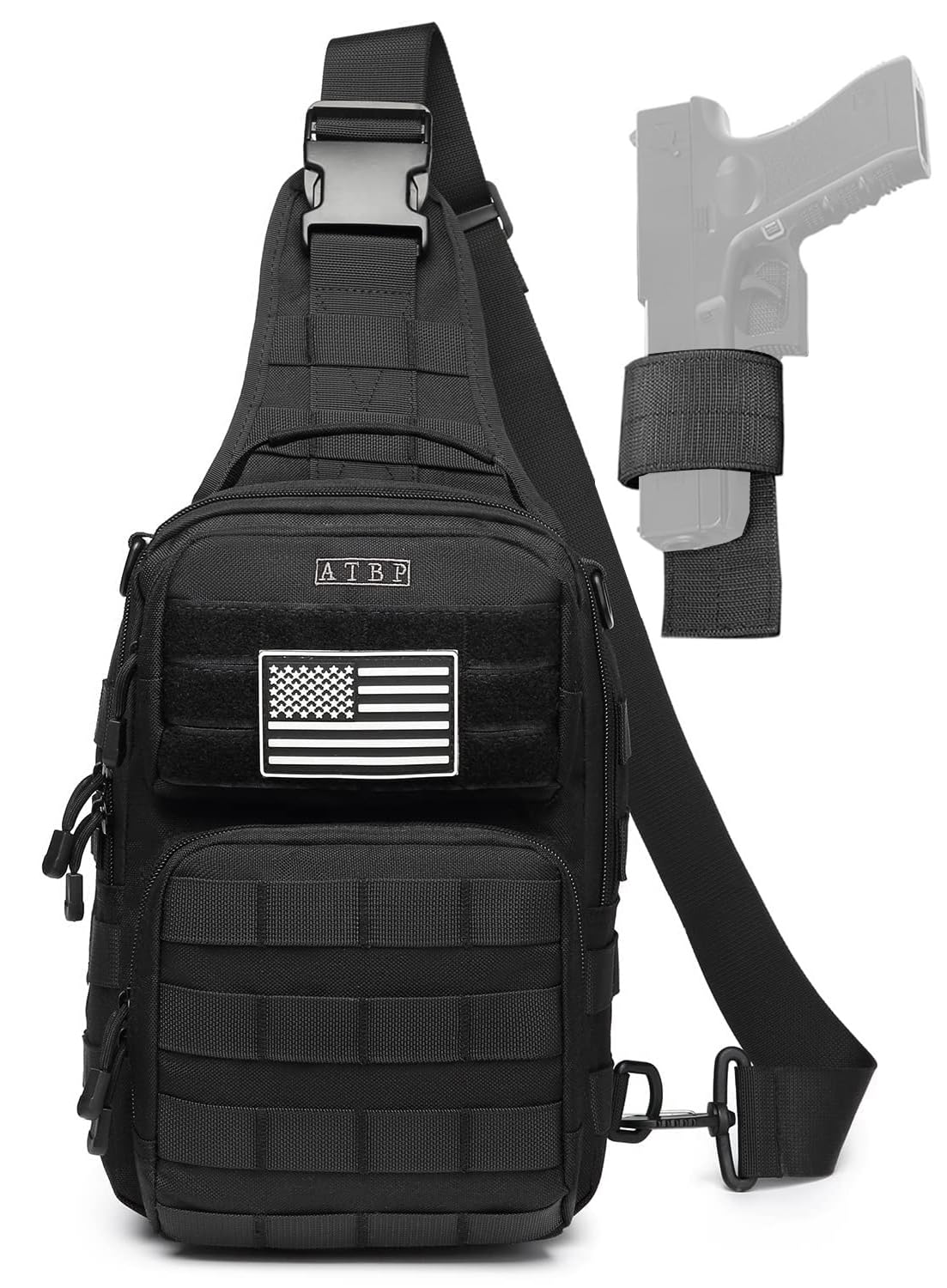 ATBP Tactical Sling Backpack With Holster Military Crossbody Bag for Men Single Shoulder Back Pack 10L
