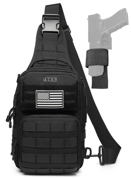 ATBP Tactical Sling Backpack With Holster Military Crossbody Bag for Men Single Shoulder Back Pack 10L