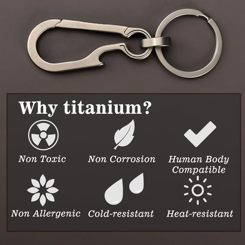 COMNICO Carabiner Keychain Clip Titanium Alloy Minimalist Key Chains Metal Bottle Opener Belt Spring Snap Key Hook Quick Release for Outdoor Camping