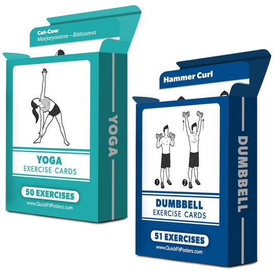 2 Pack - Dumbbell & Yoga Pose Exercise Cards - Fitness Workout Playing Cards