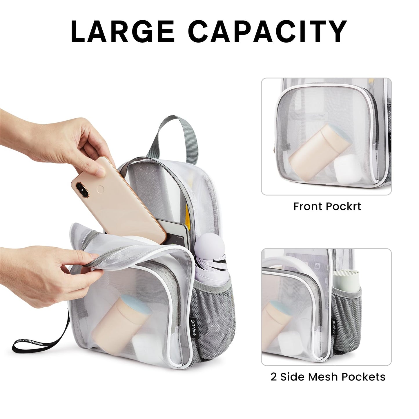 G4Free Clear Backpack Stadium Approved Clear Mesh Bag, Transparent Lightweight Casual Daypack, Small See Through Bag for Travel, Stadium or Concerts