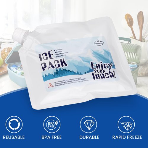 Reusable Ice Packs for Cooler- Long Lasting Cold Freezer Packs for Coolers and Lunch Boxes-Cooler Ice Packs for Camping Gear, Fishing, Road Trips,Beach Must Haves（6 Pack