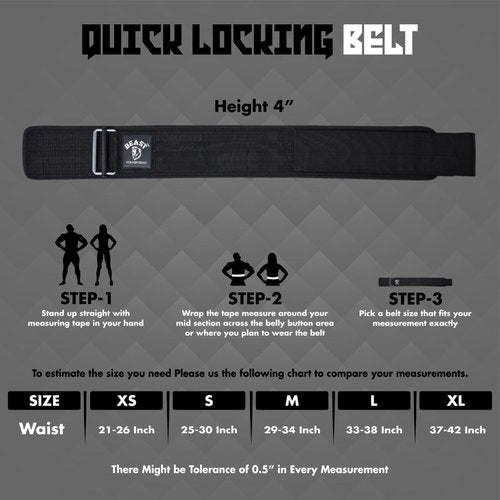 Self Locking Gym Belt Weight Lifting Belts For Men 4 Inch Weight Belt for Men with Metal Buckle Weight Lifting Belts for Women, Bodybuilding, Powerlifting & Weightlifting Belt
