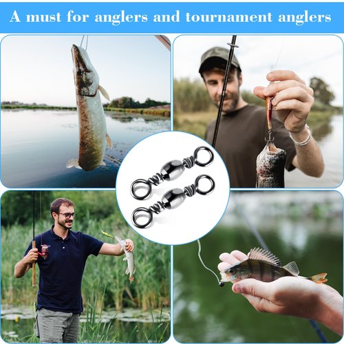 TIESOME 100Pcs Fishing Barrel Swivels, High Strength Carbon Steel Fishing Connector Swivels Freshwater Swivels Steel Hook Line Connector Rolling Fishing Swivels for Freshwater Fishing Accessories(7#)