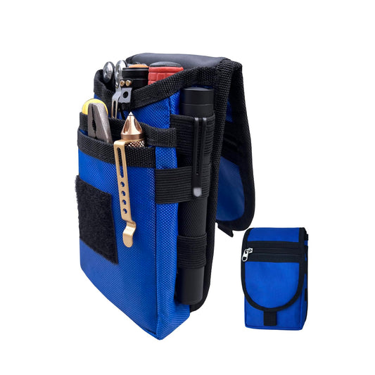 Maezar Multitool Organizer Holster, EDC Gears Cellphone Case, Nylon Tactical Pouch with D-Ring, Zipper (Blue)