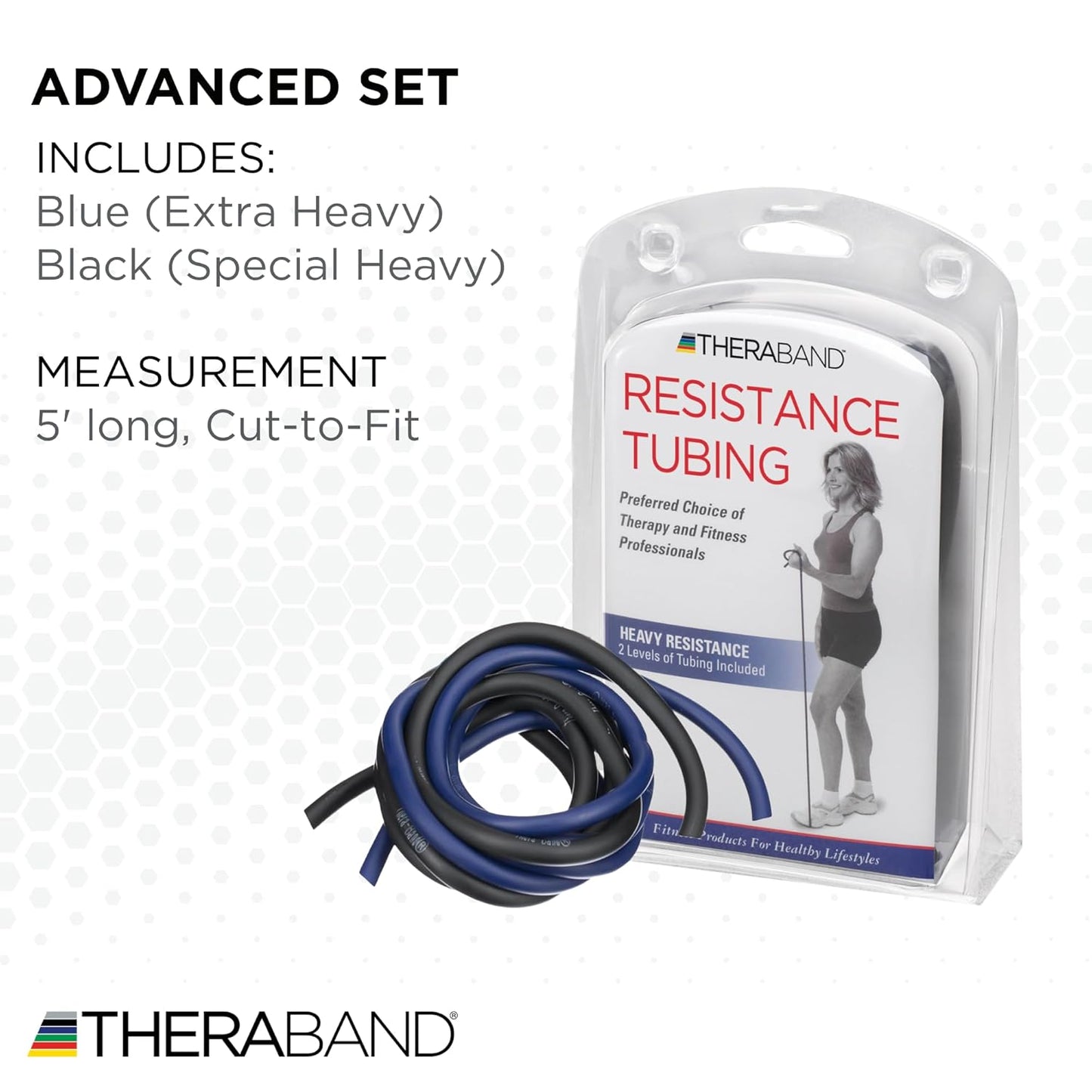 THERABAND Resistance Tubes, Professional Latex Elastic Tubing, Upper & Lower Body, Core Exercise, Physical Therapy, Lower Pilates, At-Home Workouts, & Rehab, 5 Foot, Yellow, Red, & Green, Beginner Set