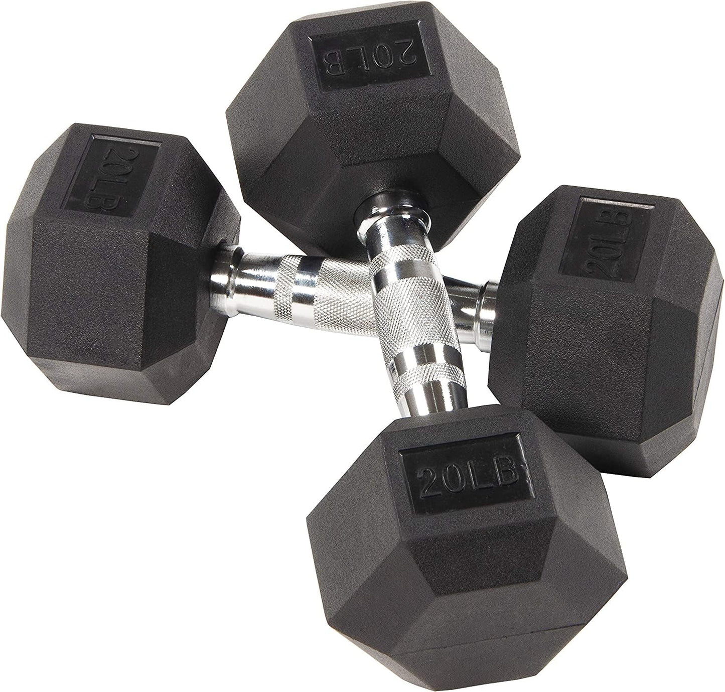 Fitvids Rubber Encased Hex Dumbbell, Set Including 10, 15, 20LB Pairs