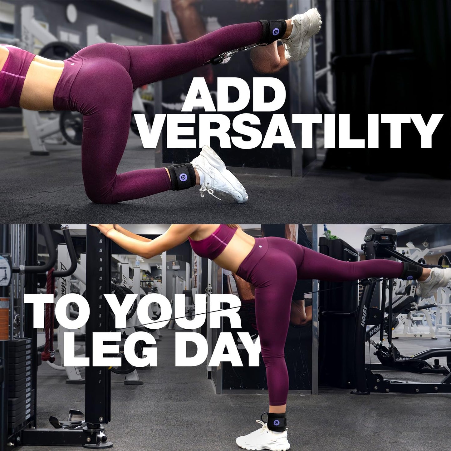 ActiveGear Ankle Resistance Bands with Cuffs - Ideal for Glutes, Legs & Core Workouts, Kickback Ankle Strap Set for Home Workout Equipment & Gym Fitness - Purple