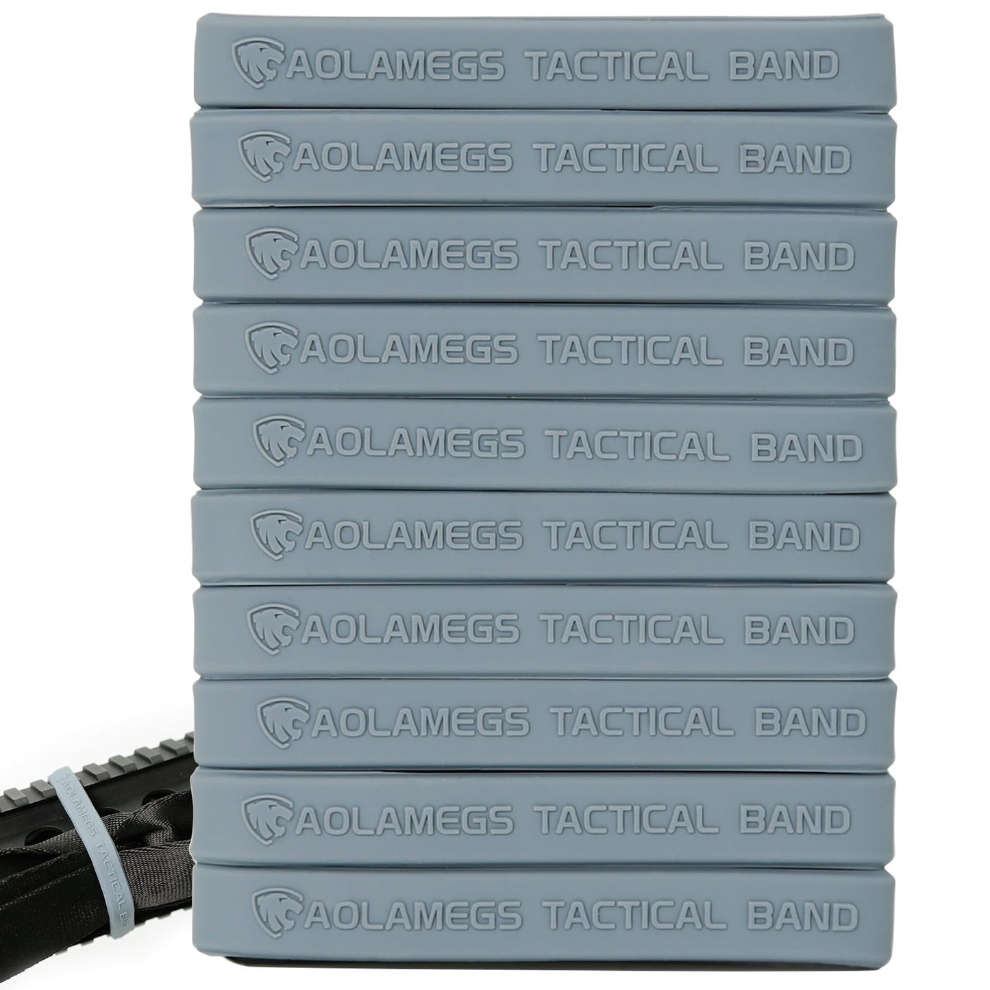 AOLAMEGS 10 Pcs Tactical Rubber Bands, Durable Strong Rubber Bands, Multifunction Outdoor Tactical Band for Hunting Camping, Grey