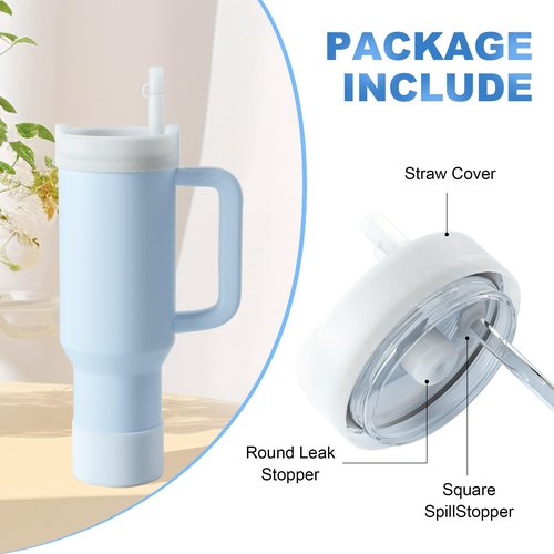 Straw Covers Cap Topper for Stanley Cup H2.0 40oz Tumbler Accessories Including Lid Cover Spill Stopper Leak Stopper Silicone 3 Pcs