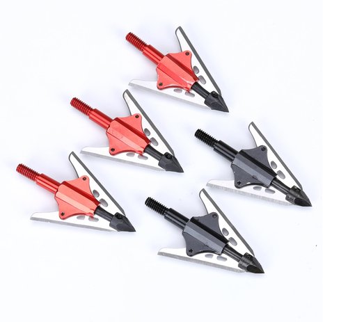 KTGCOZS Pack of 3 Replacement New BloodRunner Broadheads 100Gr 2 Spring Slide Retractable Blade Arrow Tips (Red)