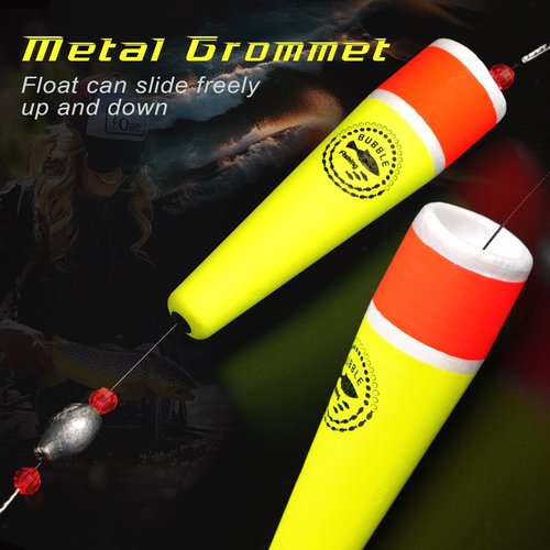 BUBBLE FISHING Fishing Floats Rigs Popping Corks for Saltwater Rattle Weighted Bobbers Fishing Tackle (4pcs, 5 in, Yellow)