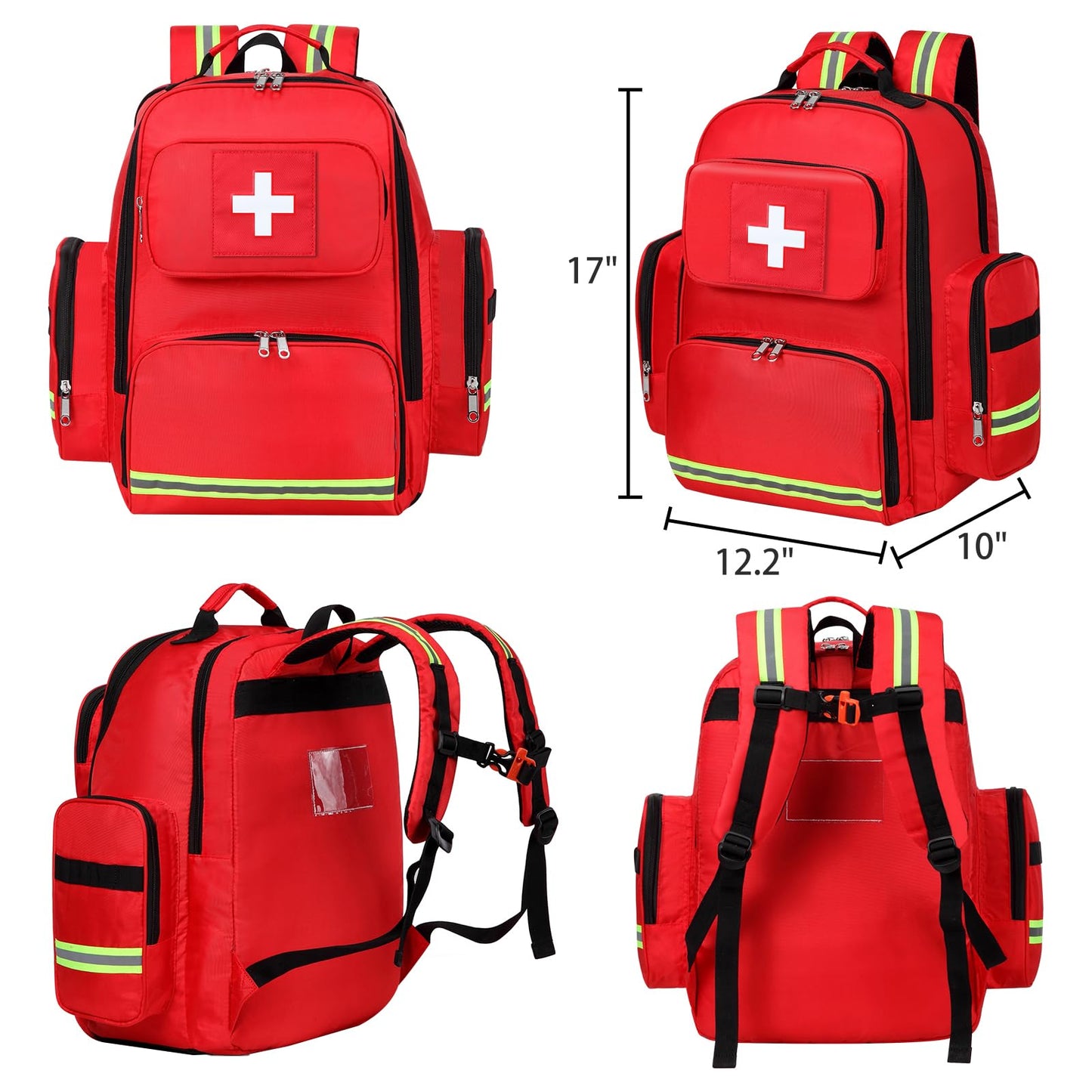 Gatycallaty First Aid Backpack Medical Emt First Responder Bag Empty Ems Emergency Home Health Hiking Trauma Travel Camping (red, Large)