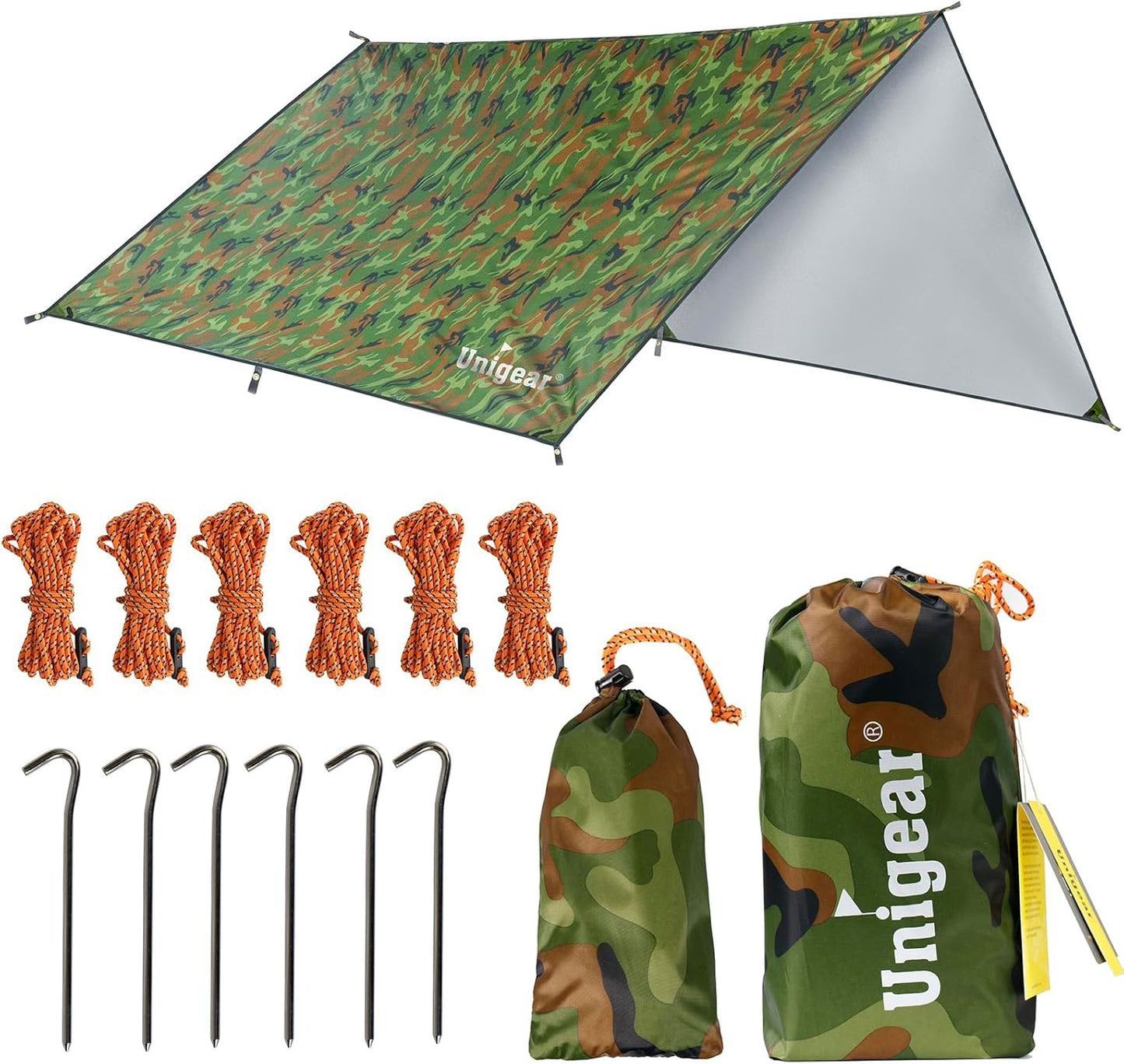 Unigear Hammock Rain Fly, 16.4/14.4/13/10ft Camping Tarp, UV Protection & Waterproof & Lightweight for Camping, Backpacking and Outdoor Adventure (Brown,10 * 10ft)