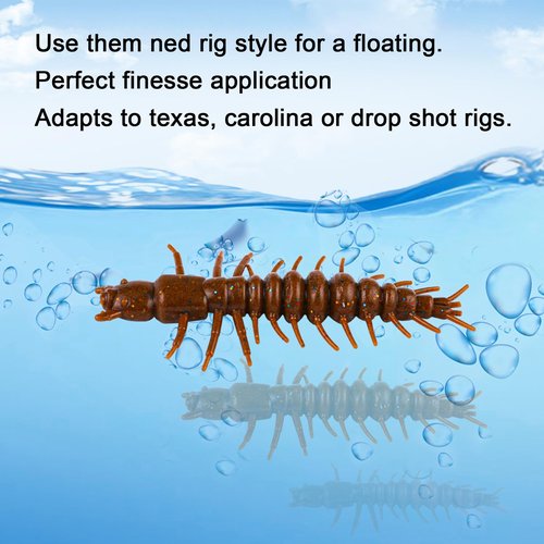 Eupheng 2"/3" Hellgrammite Fishing Lures, Super Realistic Soft Plastic Fishing Lures for Ned Jig Drop Shot Rig, Qty 20Pack/12Pack