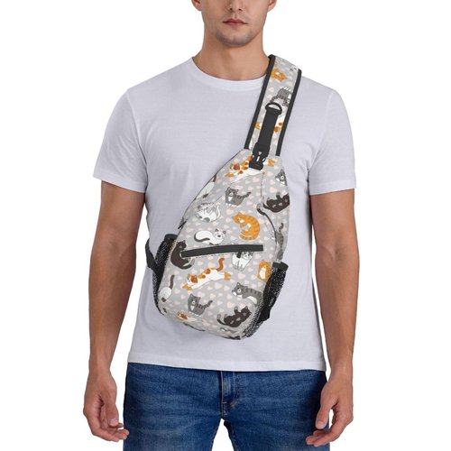 VOOHDDY Cute Cat Kitten Sling Bag For Women Men Fun Animal Travel Hiking Backpack Crossbody Shoulder Chest Bags Casual Daypack Sport