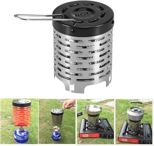 LinaLife 5.7" Camping Mini Heater Warming Stove Cover Tent Heating Cover Stainless Steel Tent Heating Cover with Handle and Storage Bag Camping Warm Equipment